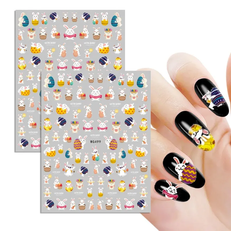 1pc Winter Xmas Nail Sticker 3D Christmas Elk Santa Snowflake Rabbit Cartoon Animal Slider Design Polish Deco Nail Accessories-Nail Inspo