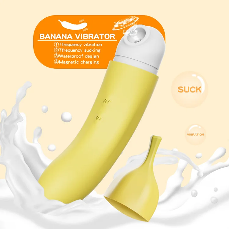 Banana G-spot vaginal stick clit sucking vibrator