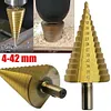 1Pcs 4-42 Mm Titanium Coated Step Drill Bit HSS Wood Metal Hole Cutter