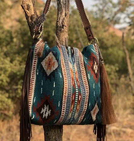 Vintage Hand Woven Fringed Cotton and Linen Single Shoulder Bag