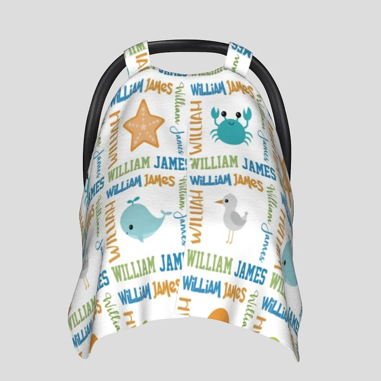 Personalized Baby Whale Car Seat Canopy for Comfort & Unique| C28