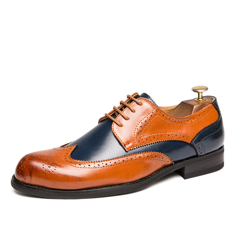Men's Vintage Leather Mixed Colors Brogue Dress Shoes | ARKGET