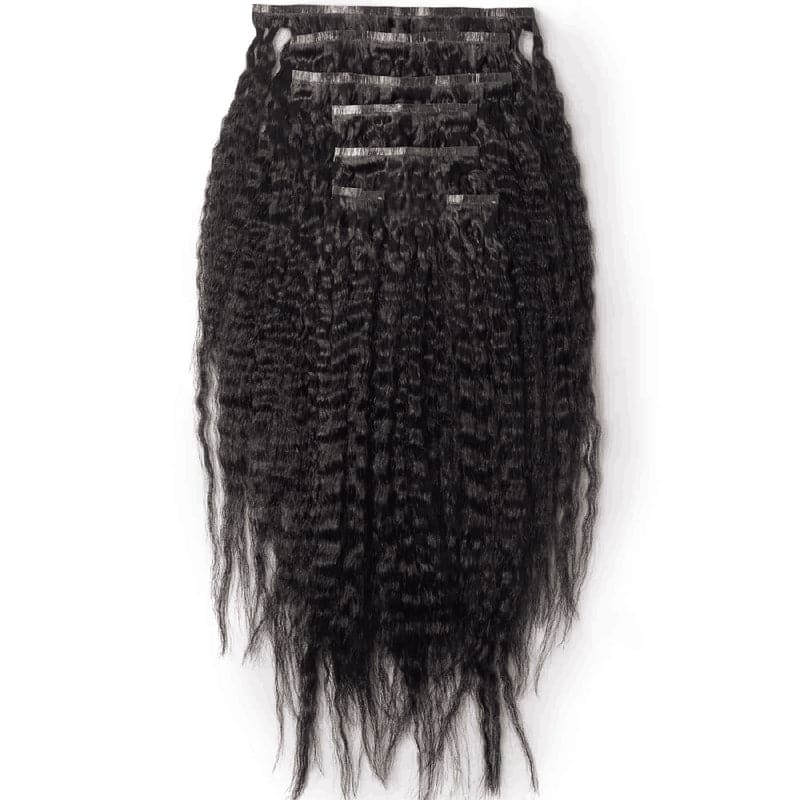 Kinky Straight Seamless PU Clip In Human Hair Extensions Natural Color Full Head High Quality Hair Bundles