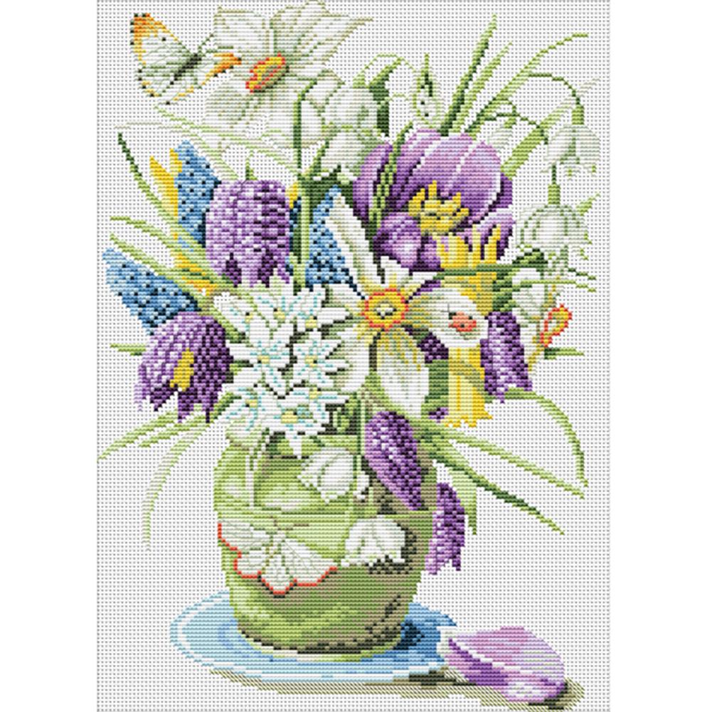 

Vase Flower - 11CT Stamped Cross Stitch - 38*49cm, 501 Original