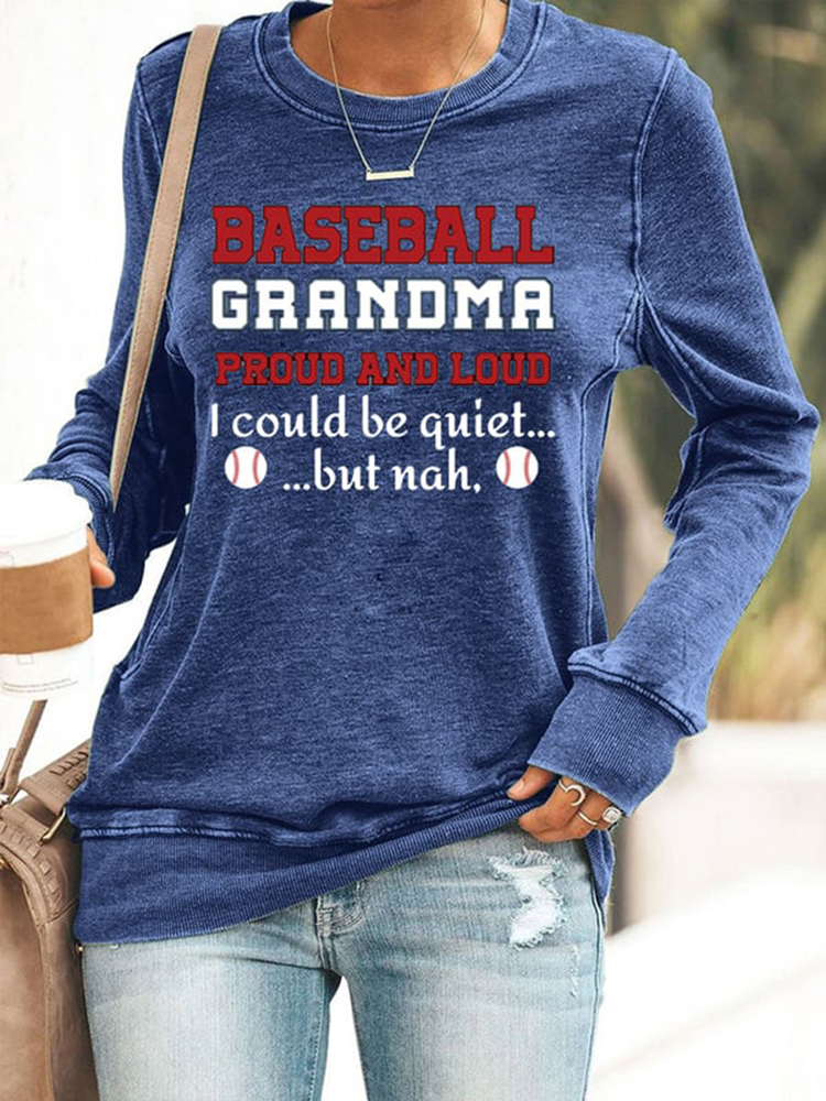 Comstylish Women's Baseball Grandma Proud And Loud Print Casaul Sweatshirt
