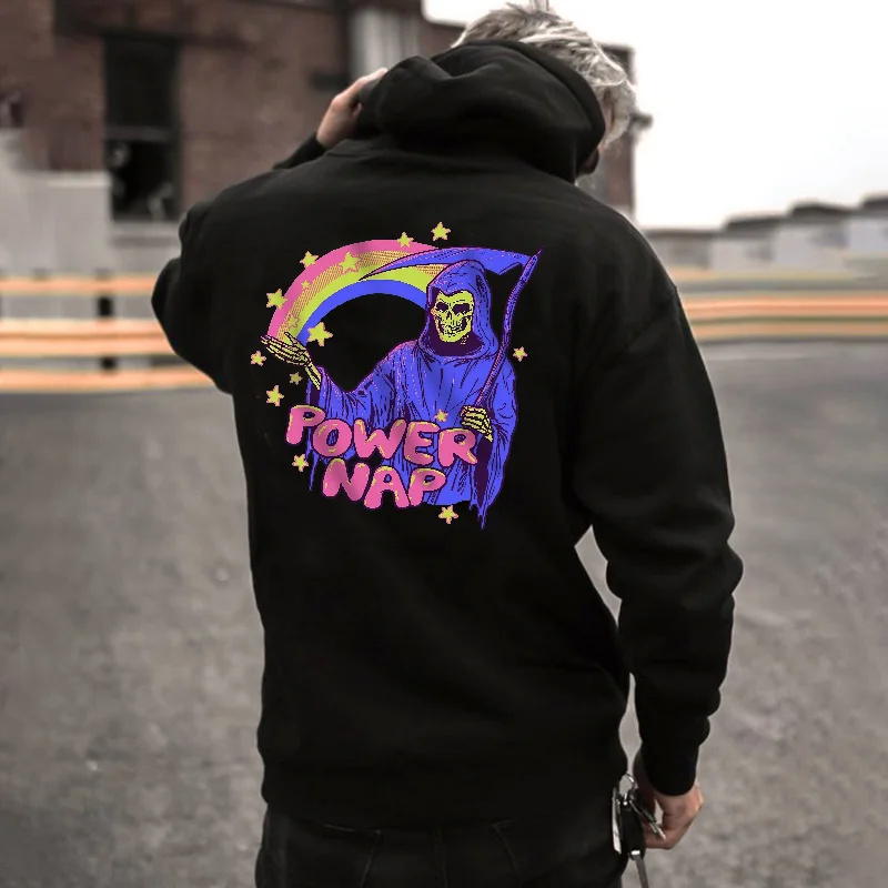 POWER NAP Grim Reaper Printed Men's Hoodie -  