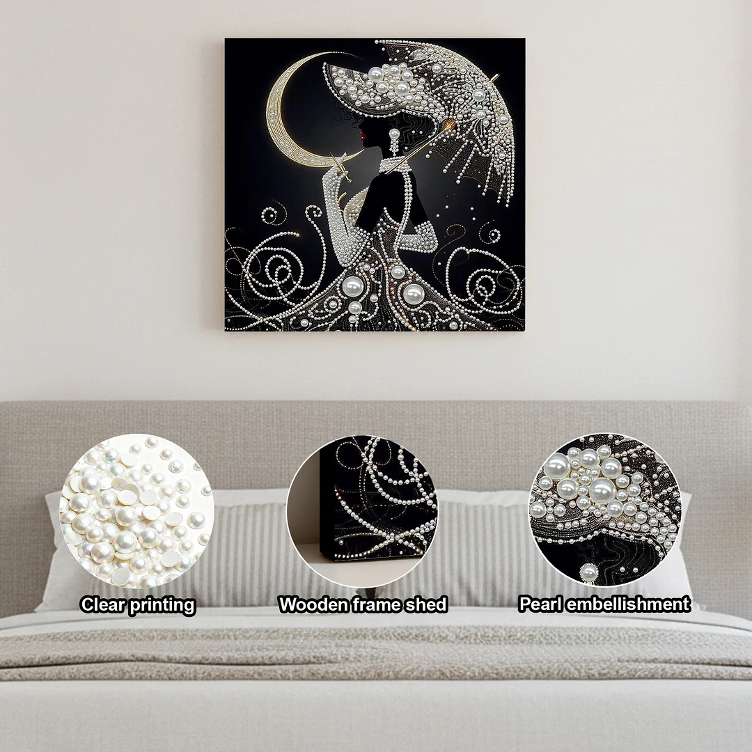 Elegant Lady - DIY Pearl Diamond Art Kit With Frame 30*30cm