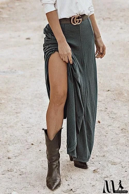 MidiSono - Pointed Toe Chunky Heel Boots