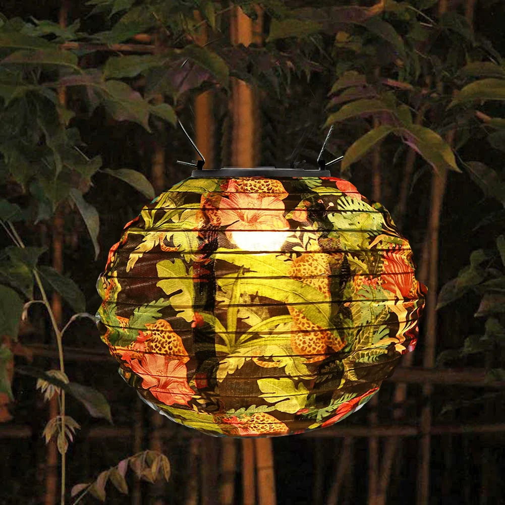 Solar Light LED Hanging Ball Lantern Waterproof Painted Pattern Lamp (B)