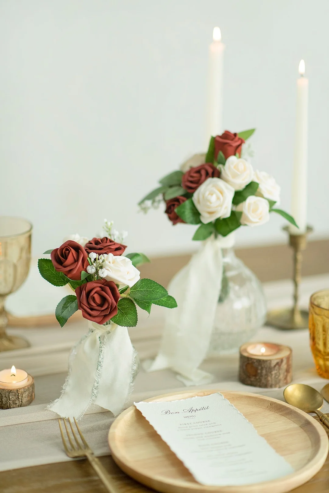 1.5"-2" Foam Rosebud & Petite Rose with Stem - 18 Colors