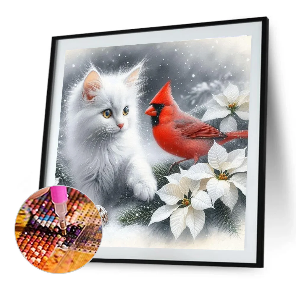 Diamond Painting - Full Round Drill - Cat Cardinal(Canvas|40*40cm)