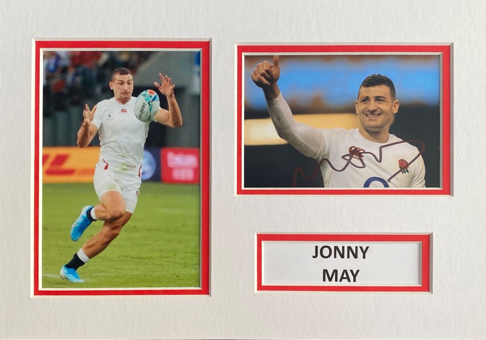 JONNY MAY SIGNED A4 Photo Poster painting MOUNT DISPLAY RUGBY AUTOGRAPH ENGLAND 2