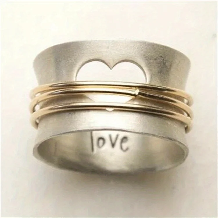 Hollow Love Simple Ring Retro Style Zinc Alloy Jewelry Accessories VangoghDress