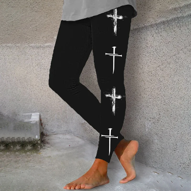 Women's Faith Cross Print Yoga Leggings