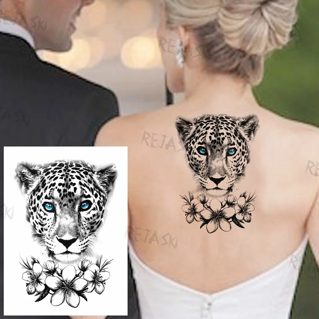 Sdrawing Butterfly Rose Flower Temporary Tattoos For Women Men Leopard Reindeer Henna Clown Fake Tatoos Waterproof Tattoo Stickers