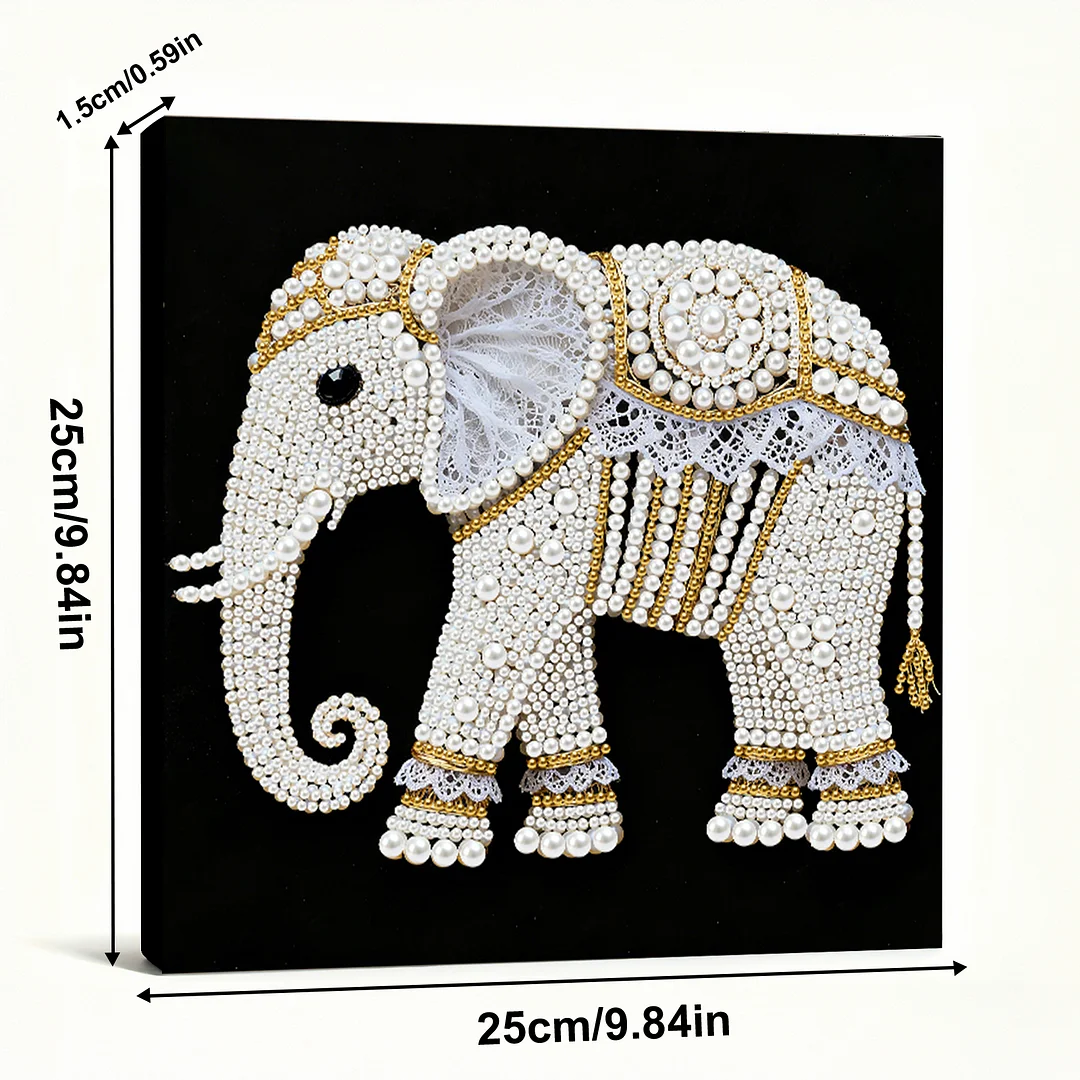 Elephant DIY Pearl Art Diamond Painting Kit for Adult Home Decor 25x25cm With Frame