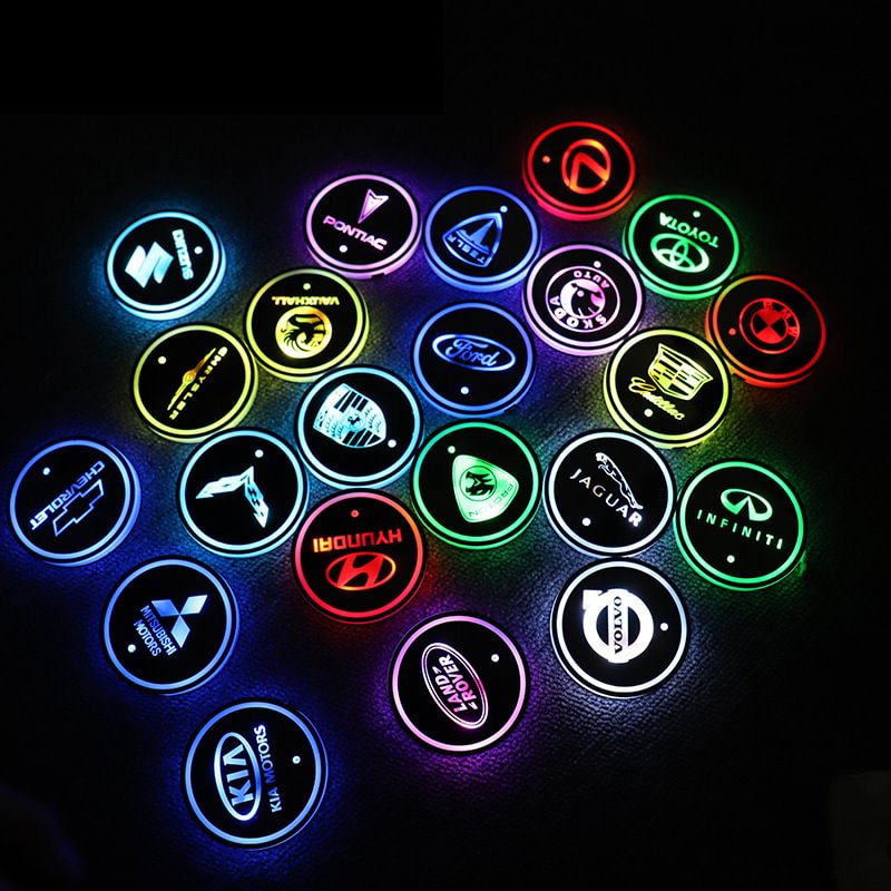 7 Colors  Led  Car Logo Cup Lights up Holder