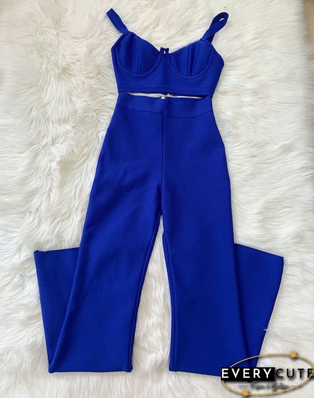 Summer Womens Fashion Sexy Bandage Two-Piece Set Sleeveless Tight Short Top High Waist