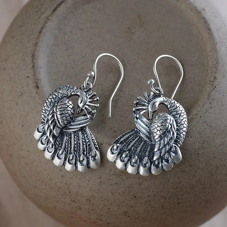 Vintage Sculpture Peacock Earrings