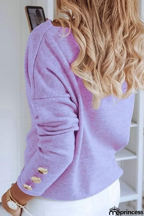 Button Dew Shoulder T Shirt