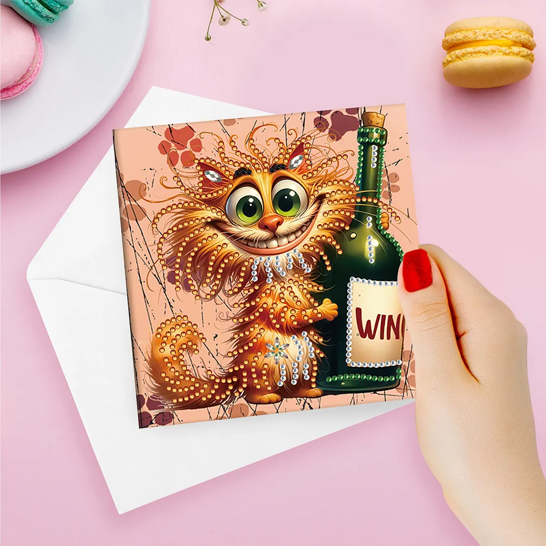 6Pcs Cute Cat DIY Diamond Painting Card for Friends Family Gift