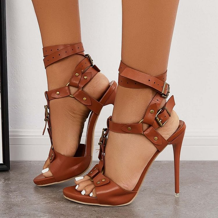 T-Strap Stiletto High Heels Ankle 