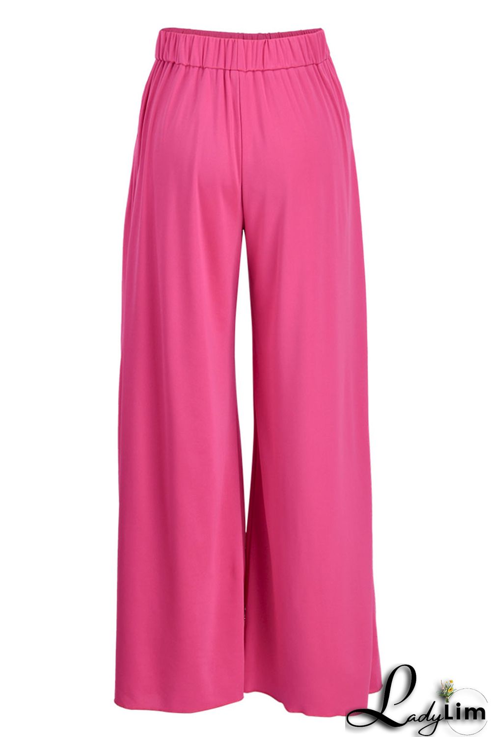 Rose Red Fashion Casual Solid Split Joint Regular High Waist Wide Leg Trousers