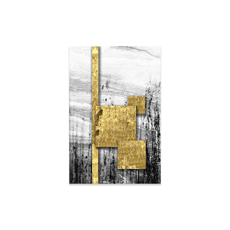 Modern Abstract Geometry Canvas Painting Golden Square Luxury Wall Art Posters and Prints Picture for Bedroom Home Decor Cuadros