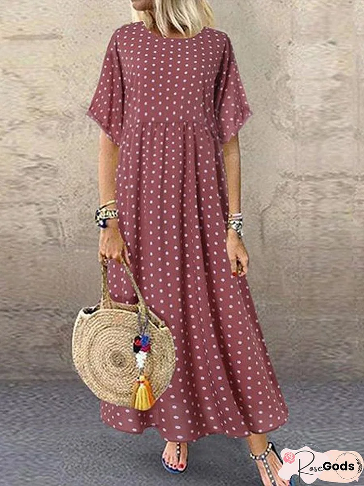 Daily Printed Short-Sleeve Maxi Dress