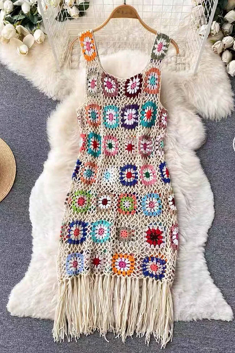 Floral Crochet Tank Dress