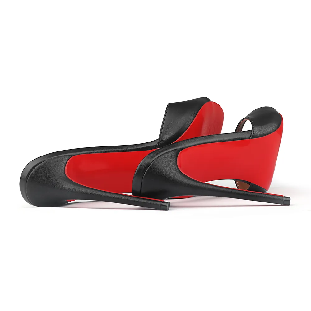 120mm/100mm/80mm Women's Sandals Strap Pointed Toe Mules Red Bottom Heels Matte-vocosishoes