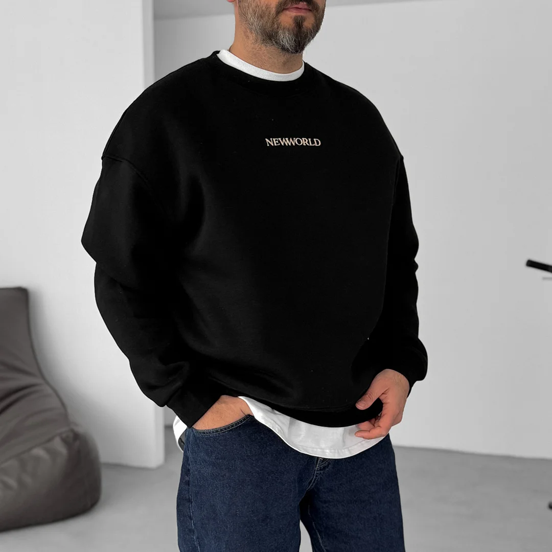 Ethnic Letter Print Casual Oversized Sweatshirt