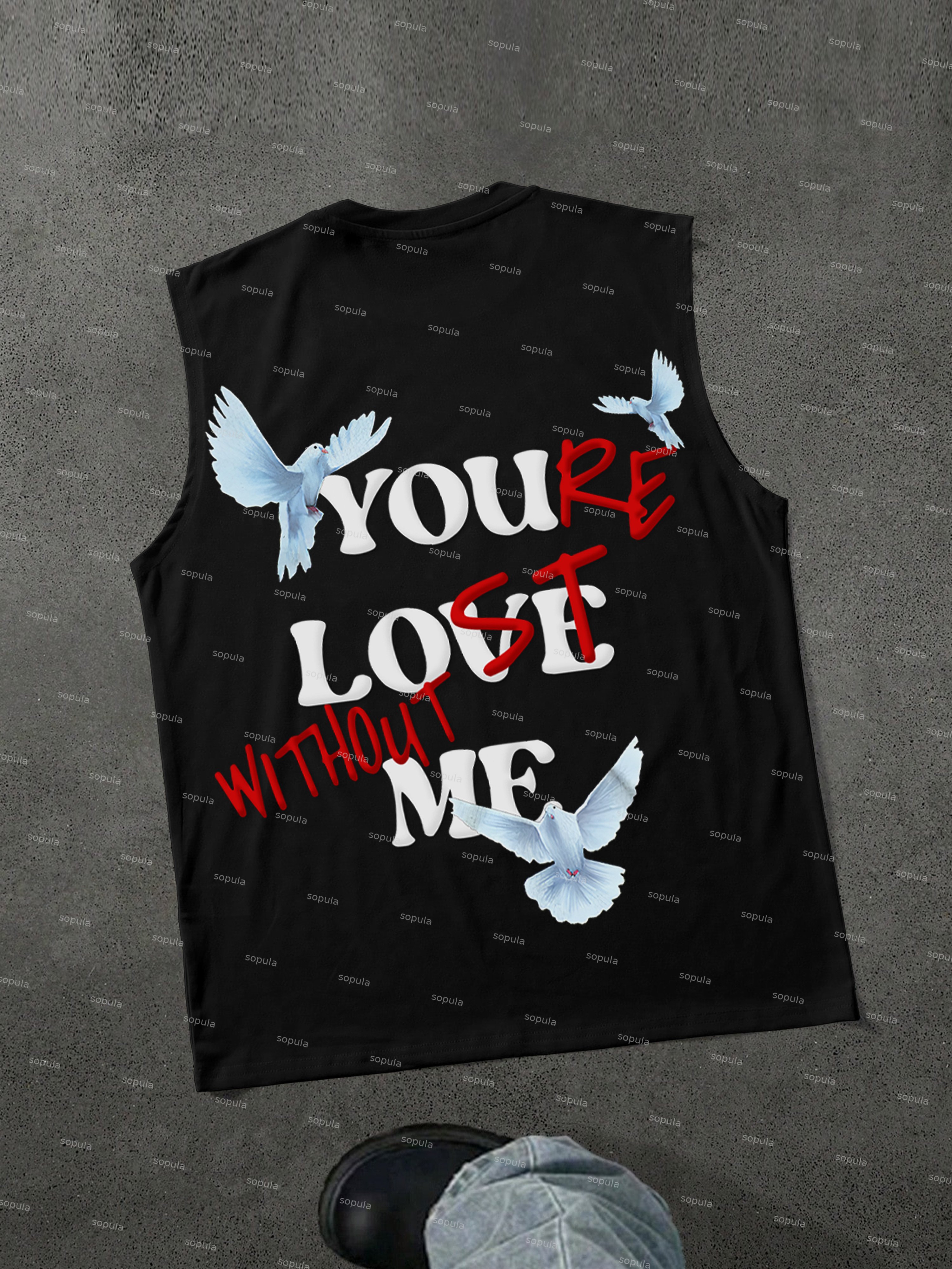 Sopula Peace Dove You're Lost Without Me Graphic Sleeveless Tank Top