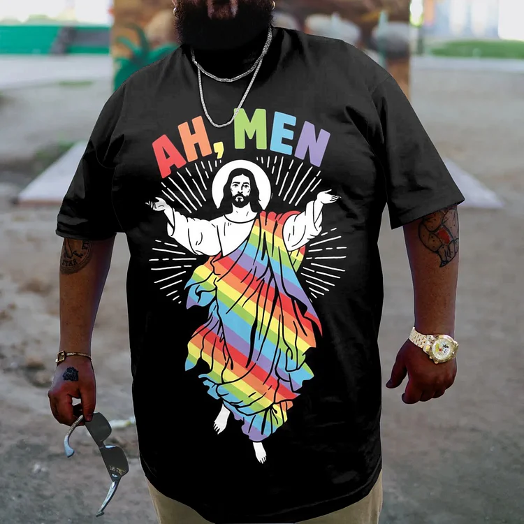 Men's Plus Size Ah，Men Print T-Shirt