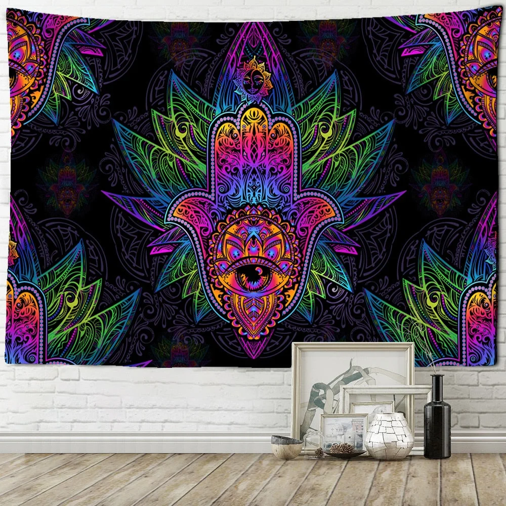 Sun Print Tapestry Wall Hanging Family Bedroom Decorated With Mysterious Bohemian Tarot Magic Indian Witchcraft Wallpaper