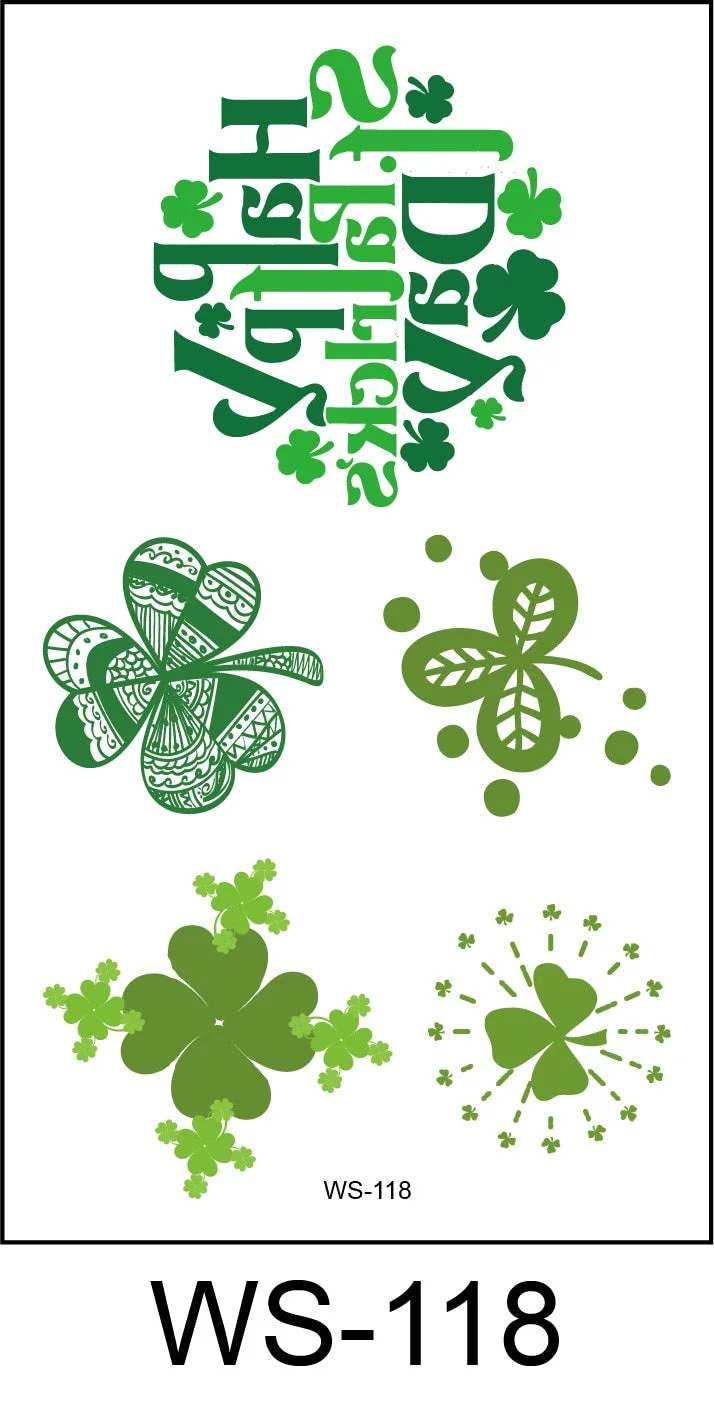 New cross-border waterproof sweat green hat clover face sticker European and American fashion temporary tattoo sticker