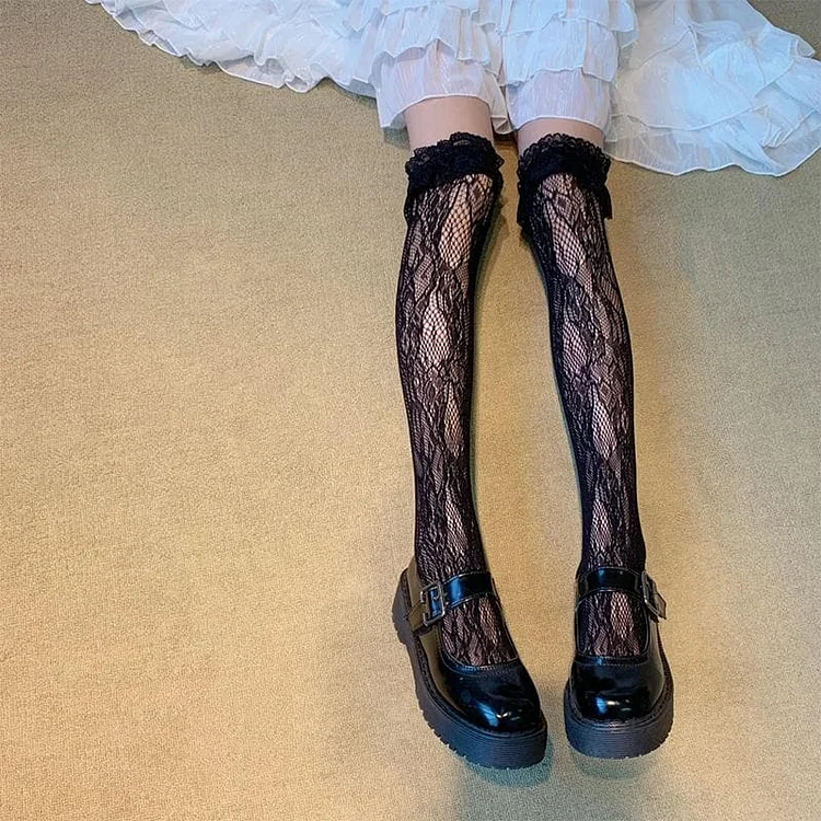 Lolita Lace Stockings Love Heart Rivet Leg Ring SP15716