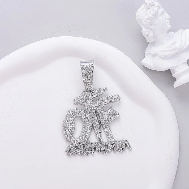 IG Style Hip-Hop Letter Alloy Inlay Rhinestones Unisex Pendant Necklace Necklace Pendant Men Pendant Necklaces