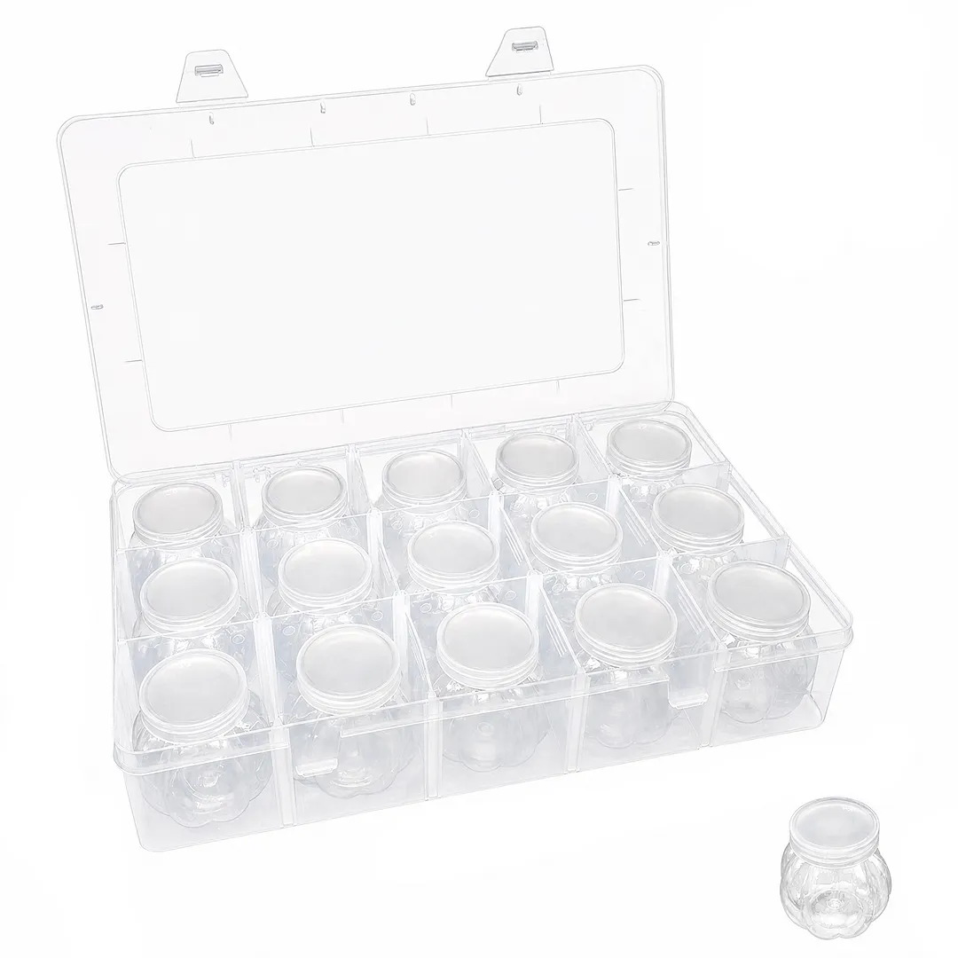 Diamond Painting Containers Multi Purpose Portable Plastic Case Box with Stickers & Compartments Arts Crafts Storage Bottle for Hardware Rhinestone