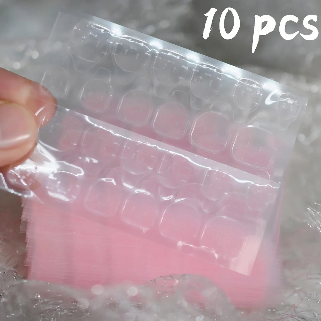 240pcs/10sheets Wholesale Double Side Glue Sticker Adhesive Tape Water Proof Sticker Pink Sticker Nails Tabs Tools Bag T013-Nail Inspo