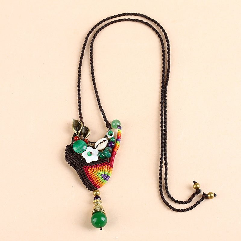 Folkways Shell Leaf Handmade Agate Necklace