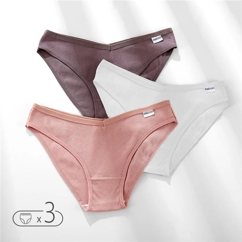 FINETOO Cotton Underwear Women M-XL Panties Fashion V Waist Underpants Low-rise Women's Briefs Soft Panty Comfortable Lingerie