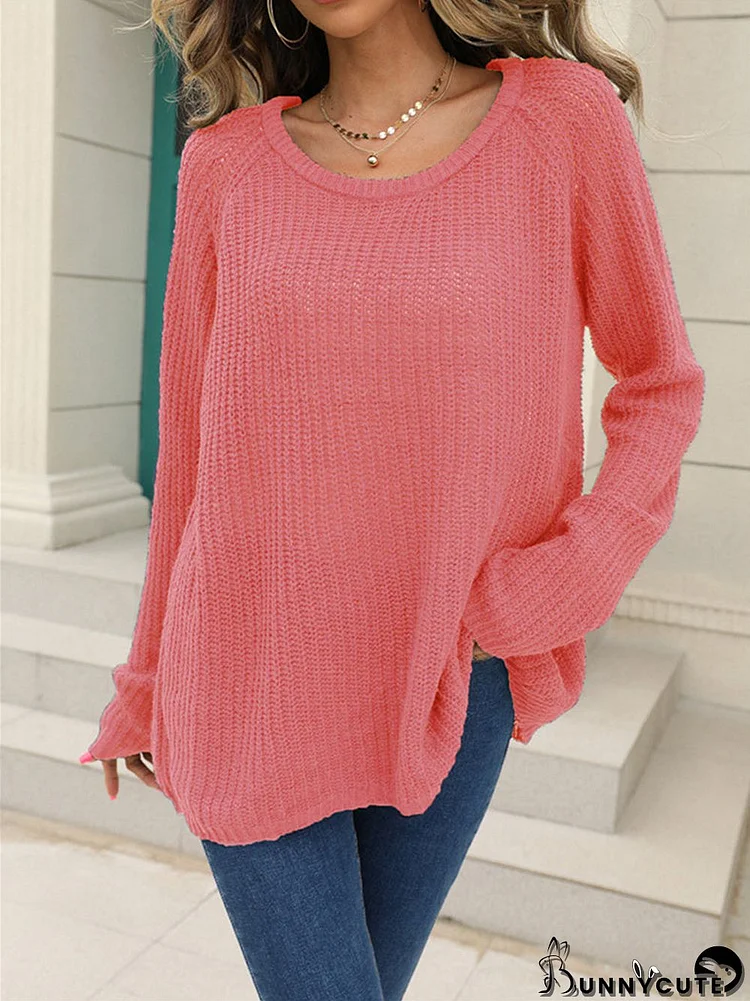 Women's Long Sleeve Scoop Neck Knit Sweater