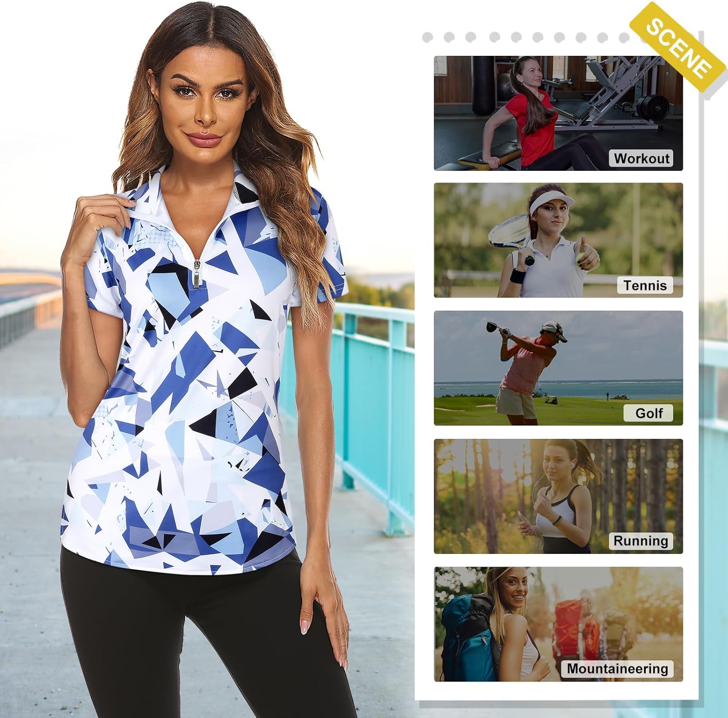 Women's Long Sleeve Golf Tennis Polo Shirts UPF50+ Half Zip Dry Fit Workout Tops Athletic Shirt