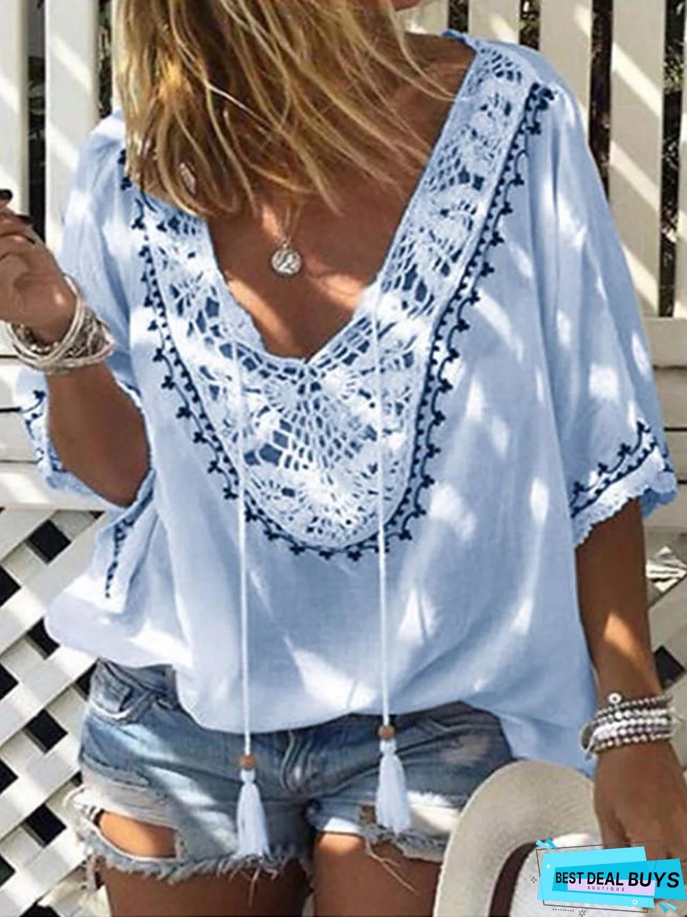 Women's Blouse Shirt Solid Colored V Neck Tops Loose Basic Top White Purple Yellow-0207807