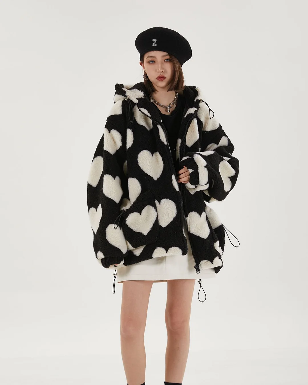 Brownm Pattern Hooded Jacket