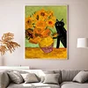 Van Gogh Sunflowers And Black Cat - 11CT Stamped Cross Stitch - 40*50cm