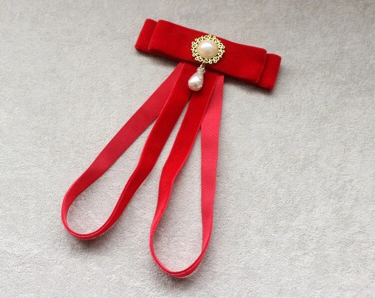 Handmade Vintage Red Velvet Bow Ties Collar Professional Dress Student Workwear Bowties Accessories Gifts for Men Accessories