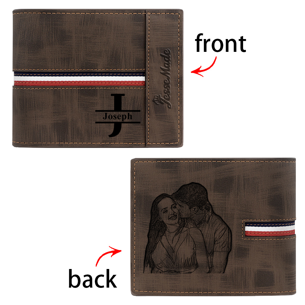 Portefeuille Classique 1 Prénom et Lettre Personnalisés avec Photo Porte-Monnaie Carte