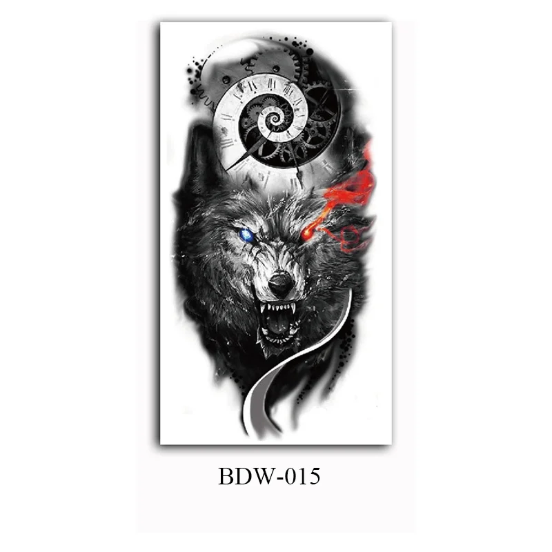 Sdrawing Arm Waterproof Temporary Tattoos for Men Tiger Wolf Animal Tattoo Stickers Body Art Skeleton Fake Tattoo for Women
